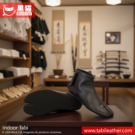 TABI DE INTERIOR EN CUERO NEGRO